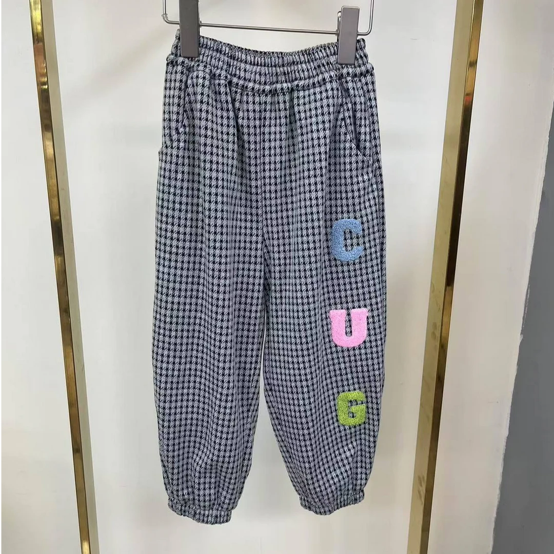 166童装男童夏季纯棉格子防蚊裤F25137灰色