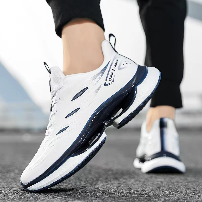 OPP秋冬新款轻奢皮面百搭男士运动跑步鞋轻便耐磨休闲减震运动鞋