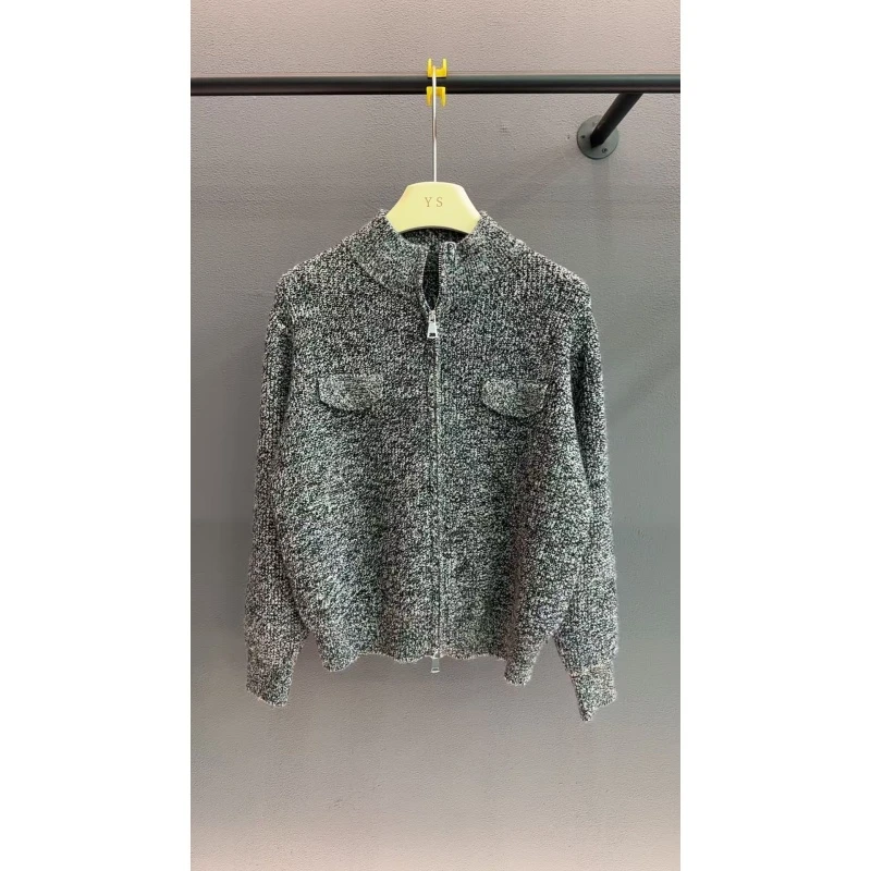 初秋家秋冬季新款灰色花纱小香风