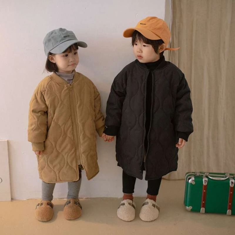 2022年冬季新款儿童洋气中长款棉衣男女宝加绒保暖棉服潮宽松大衣