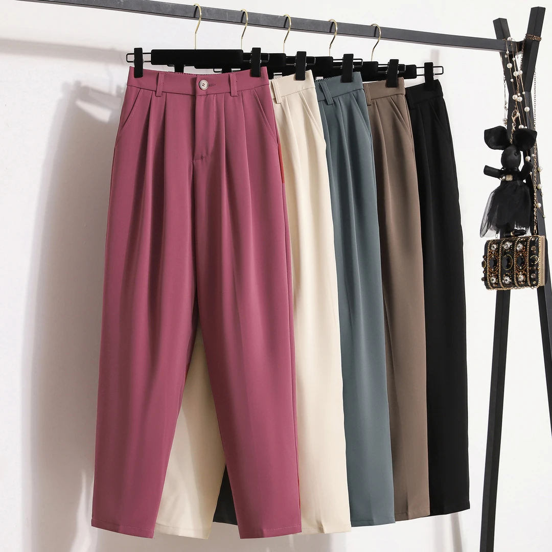 夏季新款设计感垂感西装裤女韩版遮肉显瘦大码胖mm休闲烟管直筒裤