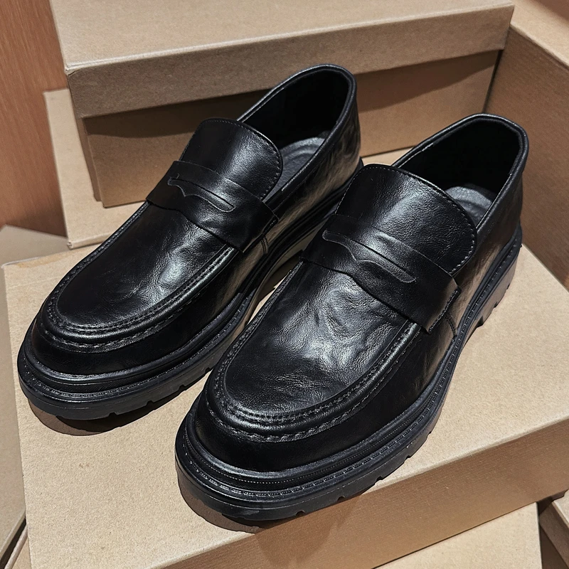 猎撒秋冬英伦商务休闲男鞋皮鞋百搭黑色时尚休闲鞋软底透气鞋子