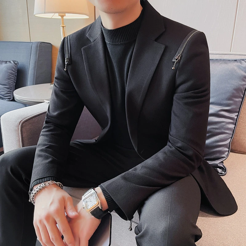 猎撒秋冬款休闲小西装痞帅修身商务正装时尚潮流韩版西服外套上衣
