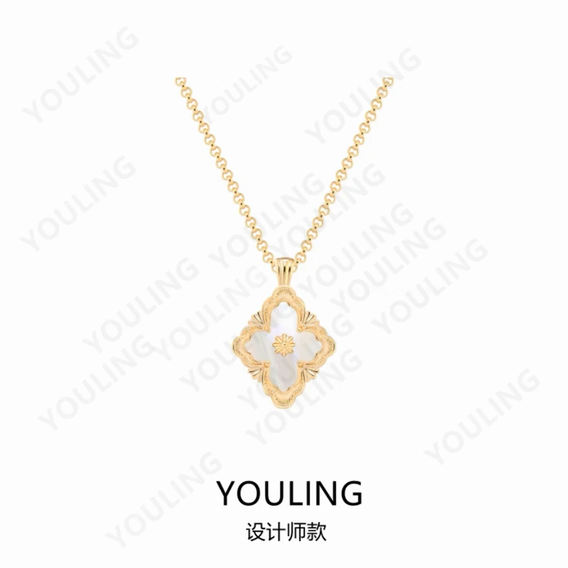 YOULING/柚琳  白色四叶项链布切拉提