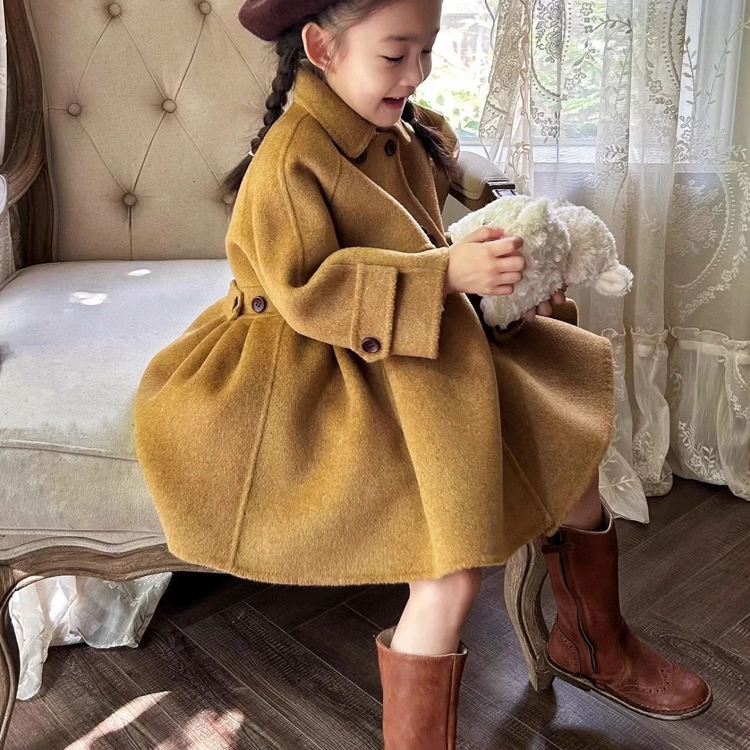 韩版女童大衣2024秋冬新款儿童呢子大衣女宝高档时尚公主风外套