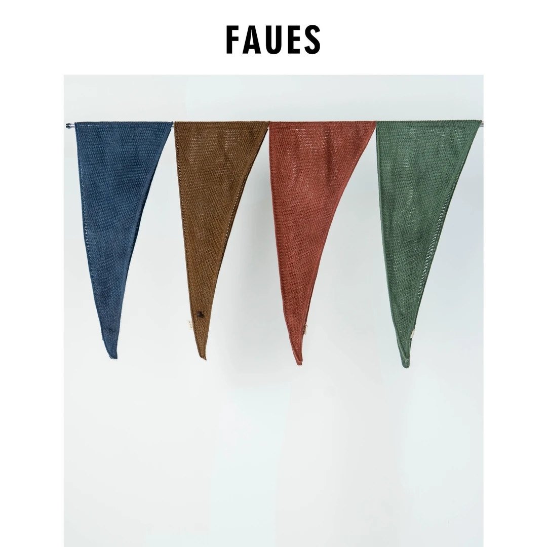 FAUES 以梦为马 山羊绒冷染手工钩花疏织桂花针 小彩旗三角巾