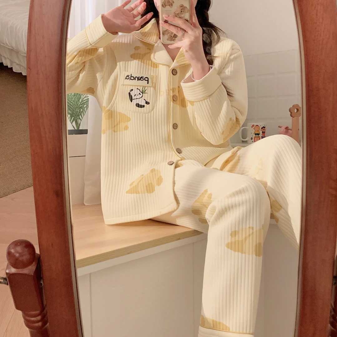 【带胸垫】空气棉月子服秋冬季产后产妇孕妇睡衣喂奶长袖春秋哺乳衣