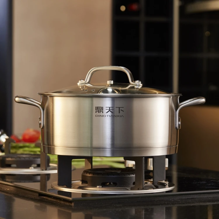 鼎天下高端304食用级不锈钢双耳边炉煲大容量独特设计家用汤锅