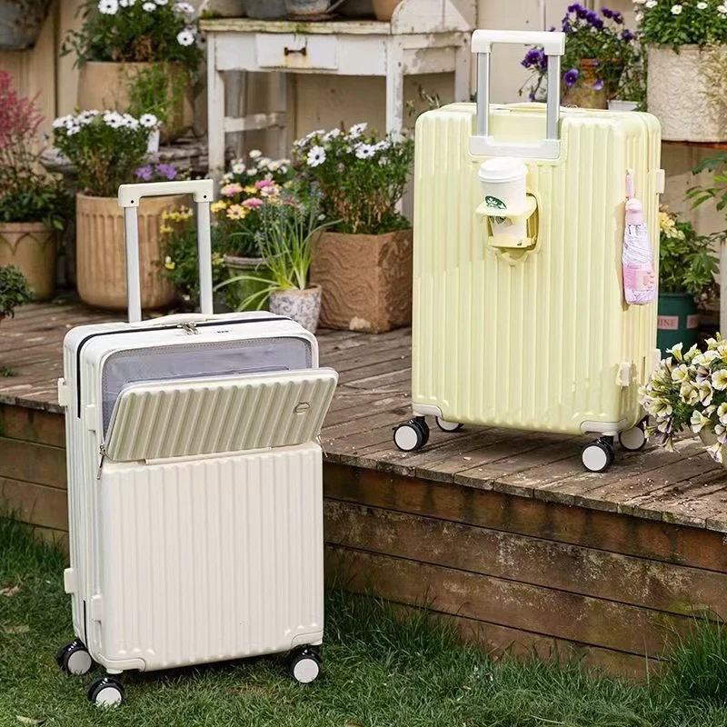 潮流新款前开口行李箱时尚耐用多功能学生拉杆旅行密码箱大容量