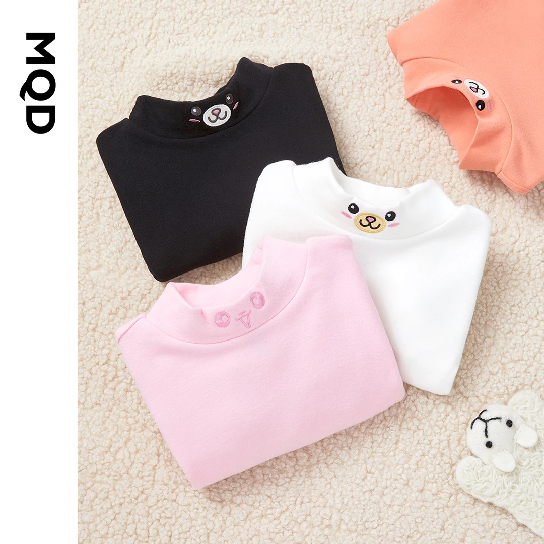 【T】MQD女童基础打底半高领内衣秋冬新德绒保暖卡通印花621782402