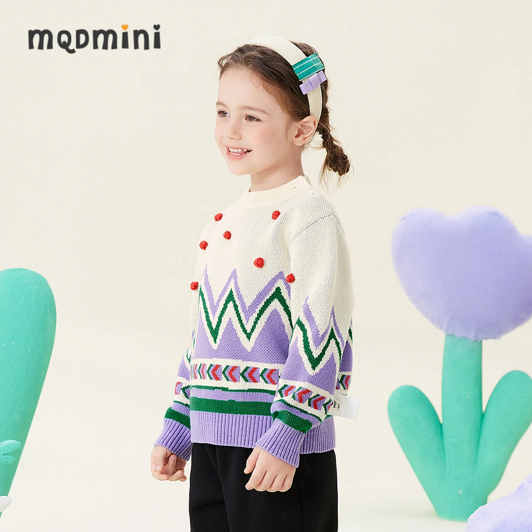 【T】MQD冬季童装女小童23秋冬新品半高领保暖毛衣针织衫543430701