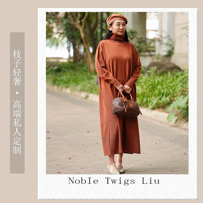 【N T Liu定制款】钢琴家针织连衣裙100绵羊毛修身长袖高领Q2052