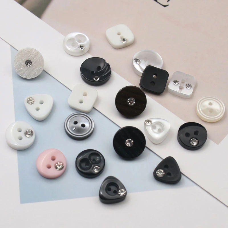 时尚白色镶钻纽扣文艺春夏韩系衬衣衬衫雪纺衫扣子小众个性设计