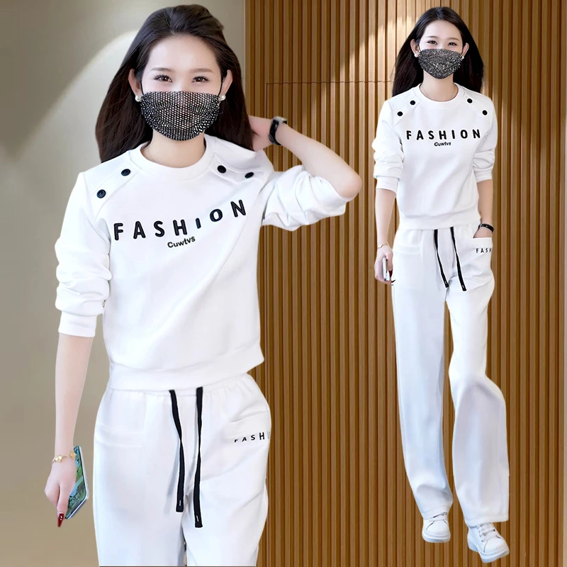 【棉】时尚套装女2024秋冬新款减龄长袖宽松洋气休闲套装 两件套女