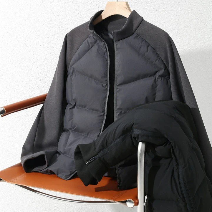 男士户外冬季新款立领拼接加绒加厚保暖羽绒服外套23137-