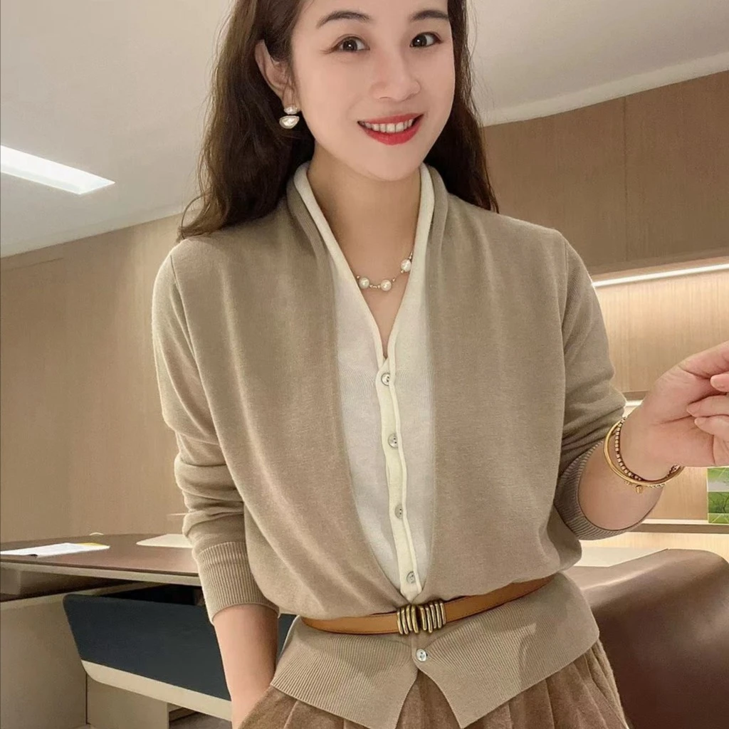 LVMU/吕木假二件2022设计师秋日新款开衫DQ5815针织开衫女装气质