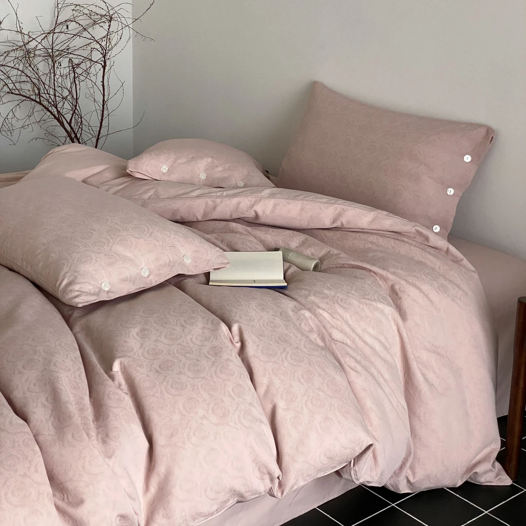 慕宸【全棉提花四件套】BG简约轻奢都市风双层纱纯棉提花高端床品