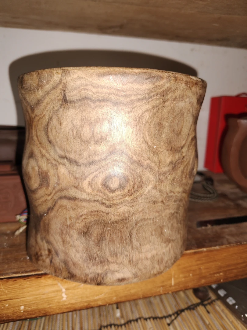 老木筒实木花纹漂亮手工制作