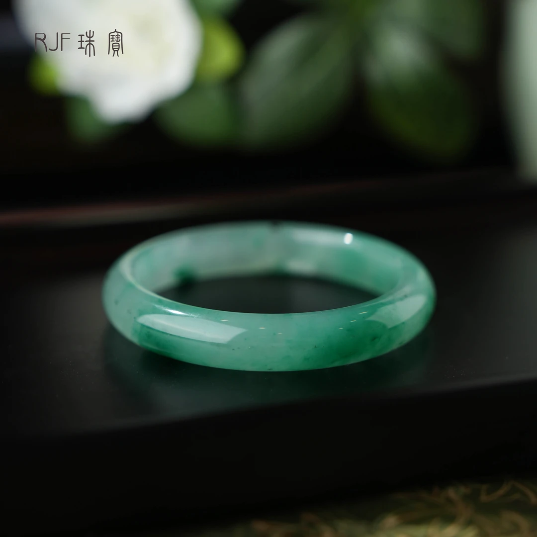 RJF【翠碧容】天然+非洲翠+正品+冰底+飘花手镯（天然玉多样发一件）