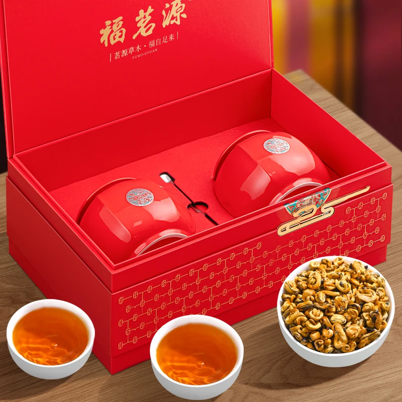福茗源 茶叶 滇红金螺红茶2025特级蜜香型云南凤庆年货礼盒装500g