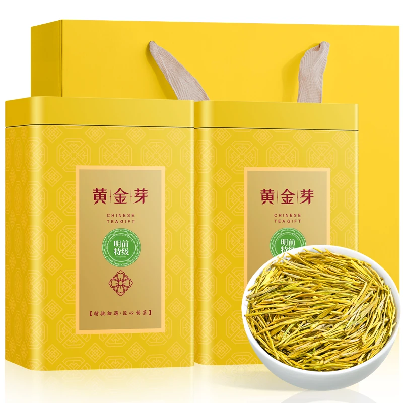 福茗源黄金芽2025明前新茶特级4A浙江春茶 送礼礼盒装125g*2罐