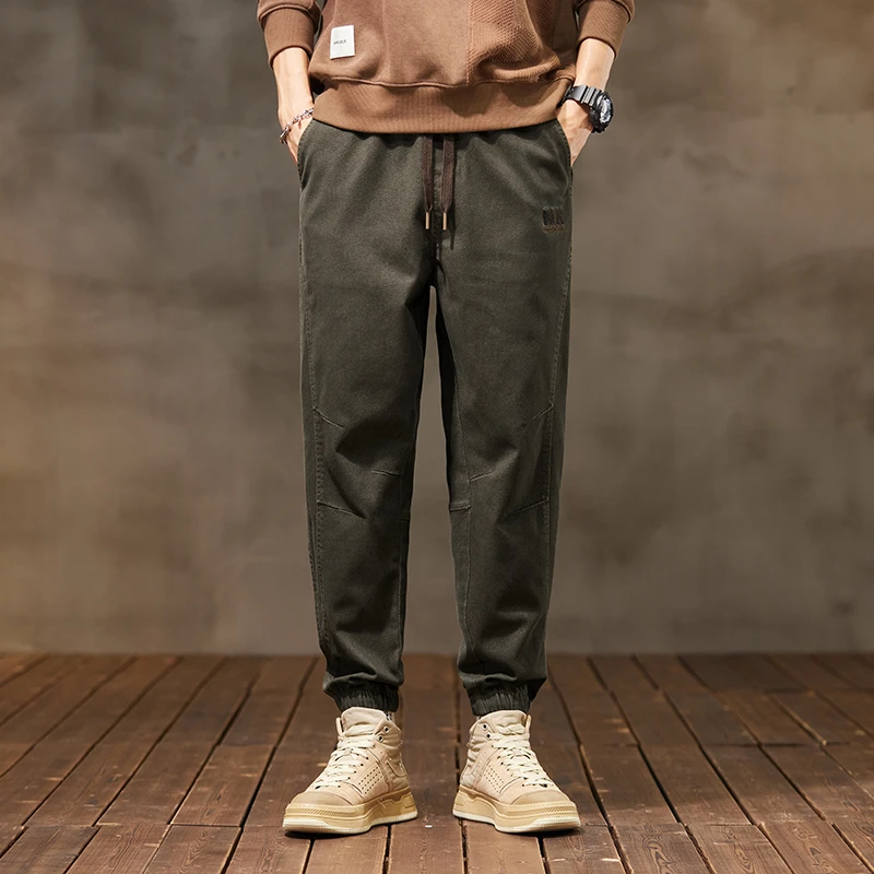 新款男春秋裤子休闲裤高棉可加绒厚裤子潮流百搭宽松显高裤#6805