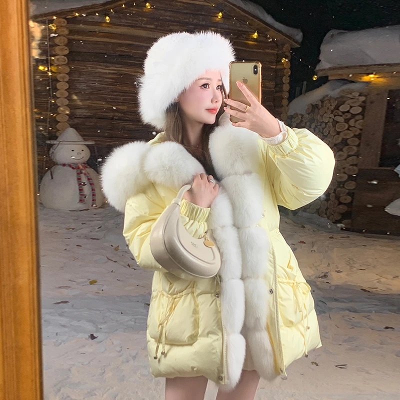 冰冰来了冰冰来了【奶黄包】少女气狐狸毛领羽绒服白鸭绒外套26407