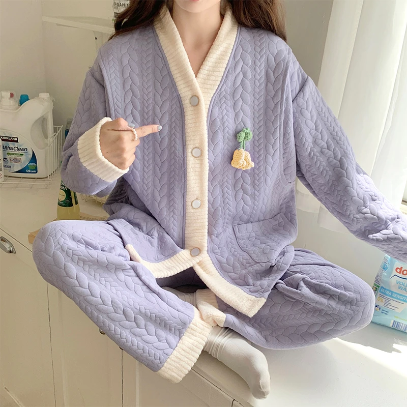 10-12月份月子服秋冬款加厚空气棉冬天产后孕妇睡衣哺乳期可外穿