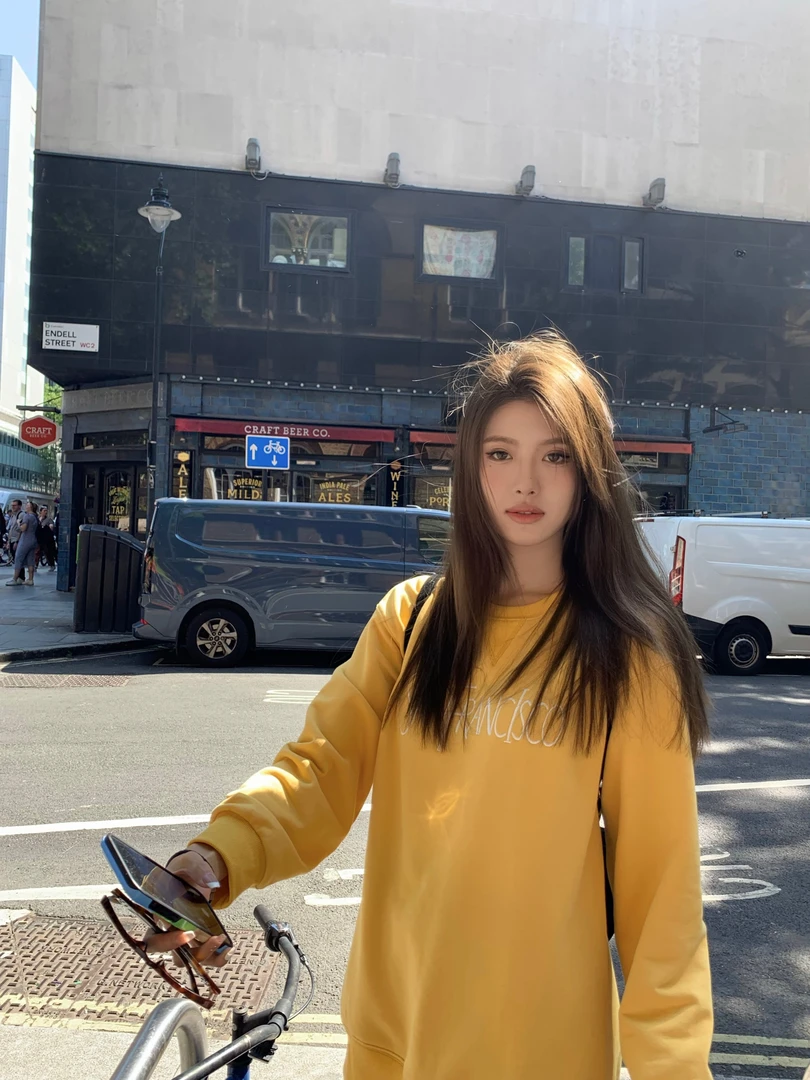 早秋旧金山立体刺绣卫衣女气质高级感惰懒风宽松百搭套头圆领上衣