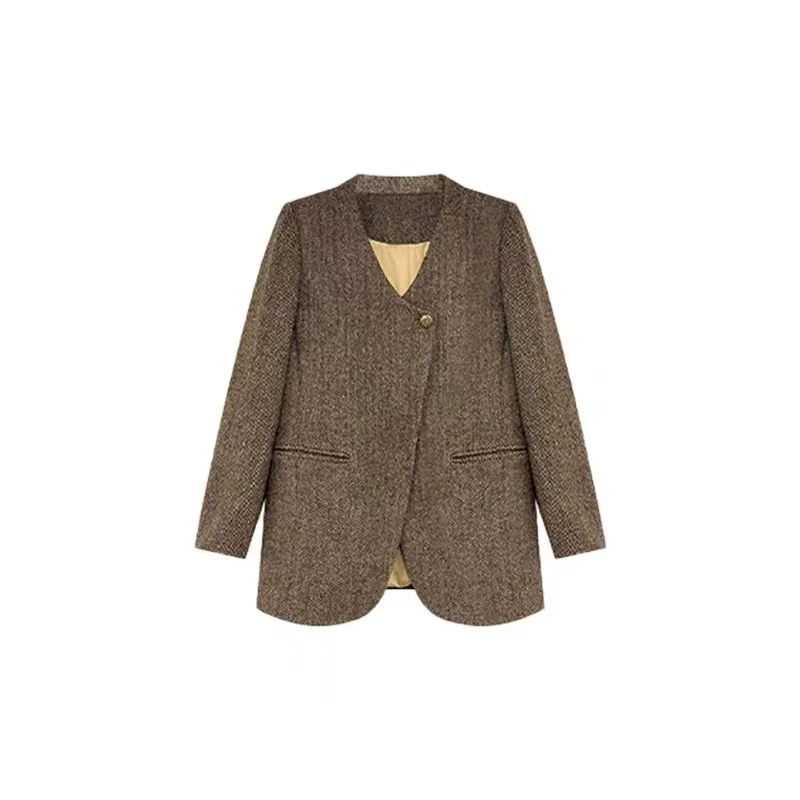 人字纹大衣2023秋季新款大衣WE0001