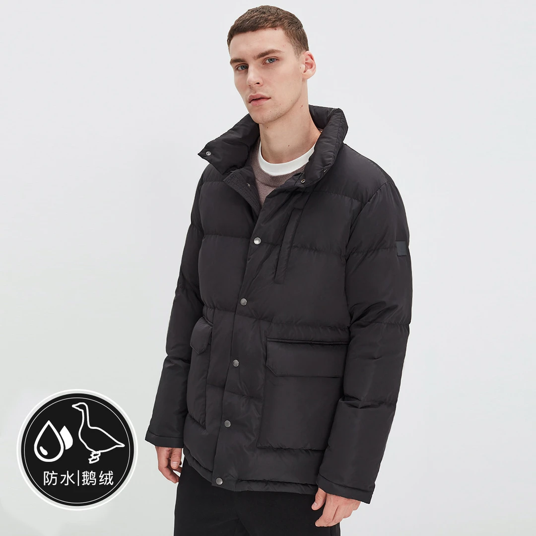 super.natural【NR20】男士立领鹅绒服加厚时尚休闲保暖中长羽绒服