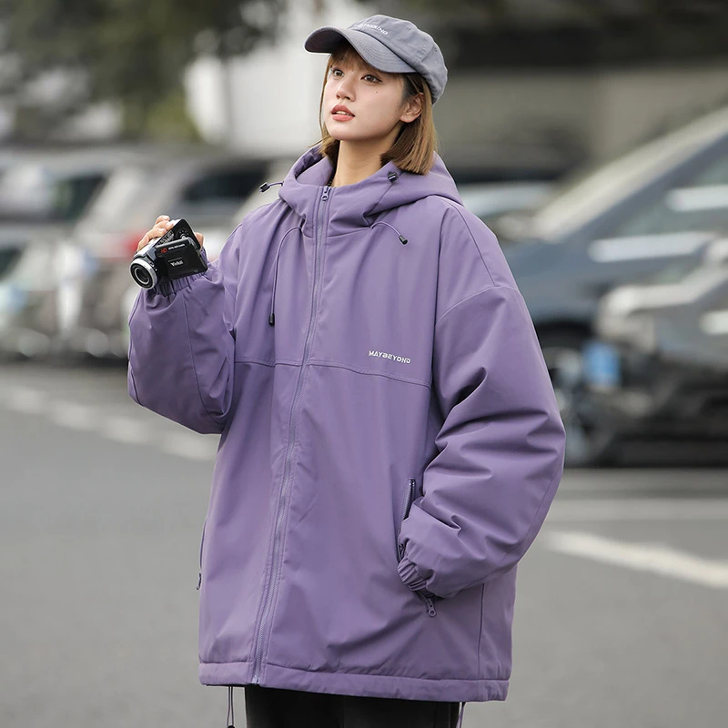 休闲户外冲锋衣棉服男士冬季百搭情侣款潮流骑行男士美式防风棉服