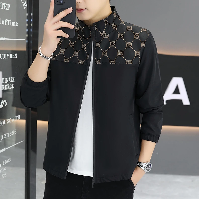 2025男士春季时尚休闲百搭撞色立领夹克9813