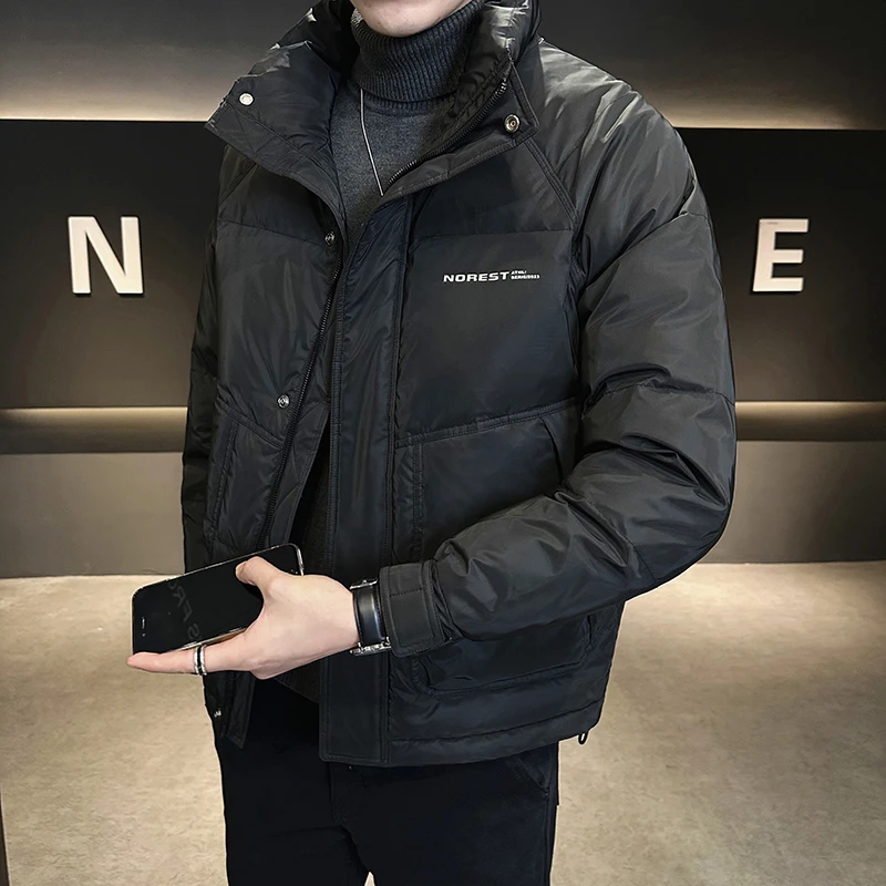 2023新款男士羽绒服冬季加厚保暖灰鸭绒时尚潮流百搭短款上衣外套