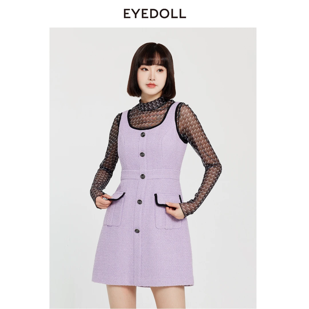 【陈大可专属】EYEDOLL【商场同款】24春季小香风短款吊带连衣裙