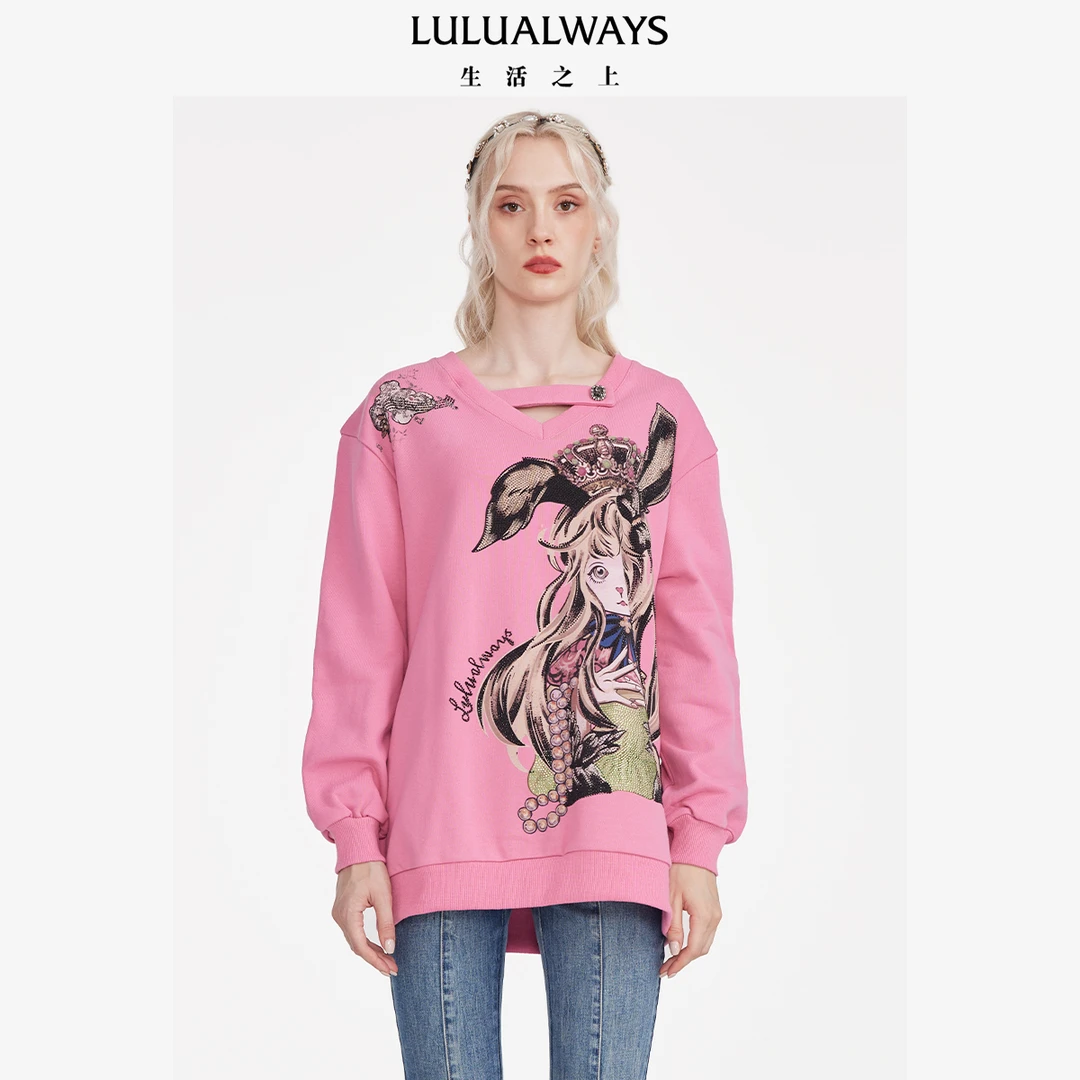 LULUALWAYS卡通人物针织提花卫衣