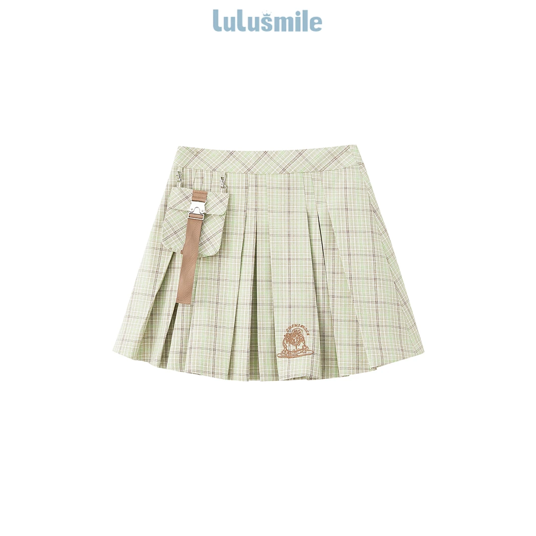 【高高甄选】lulusmile新款简约学院风格纹短半裙DNB4035