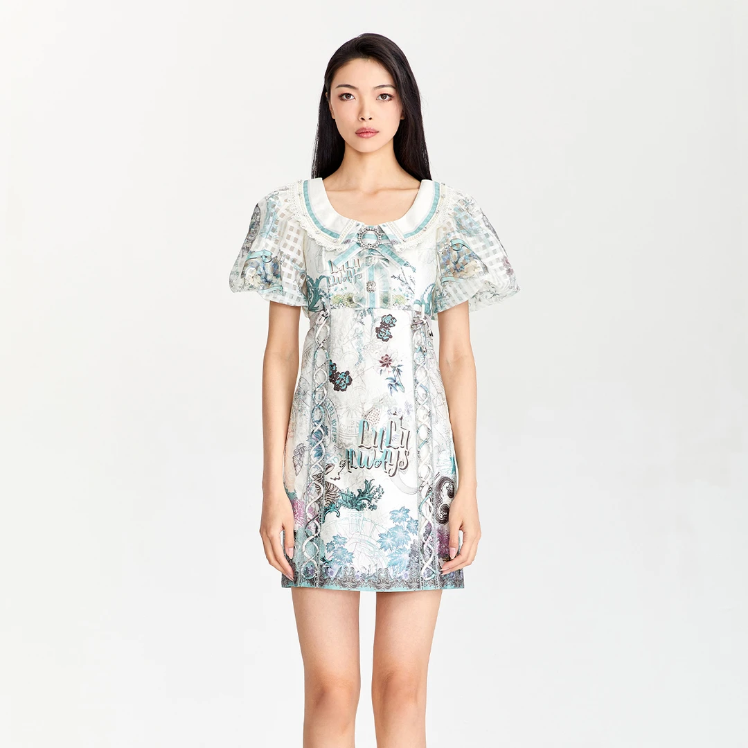 【高高甄选】LULUALWAYS夏季法式别致直筒翻领绑带连衣裙