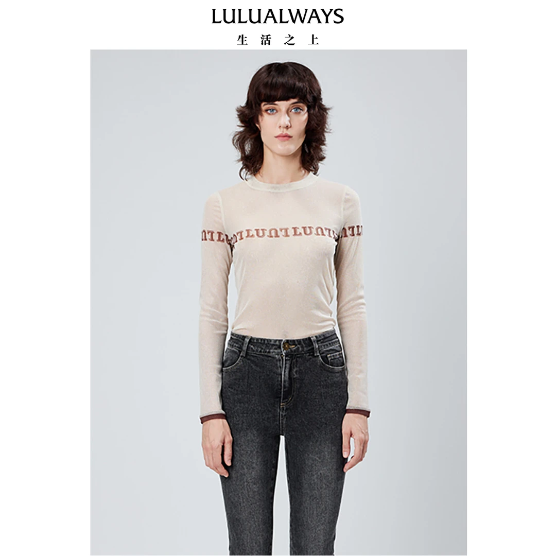 LULUALWAYS新款简洁大方网纱打底衫LOC2022