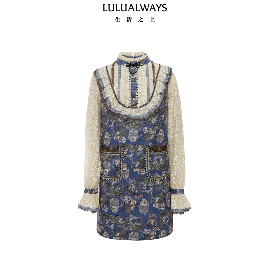 【高高甄选】LULUALWAYS24秋季新款法式宽松直筒印花连衣裙