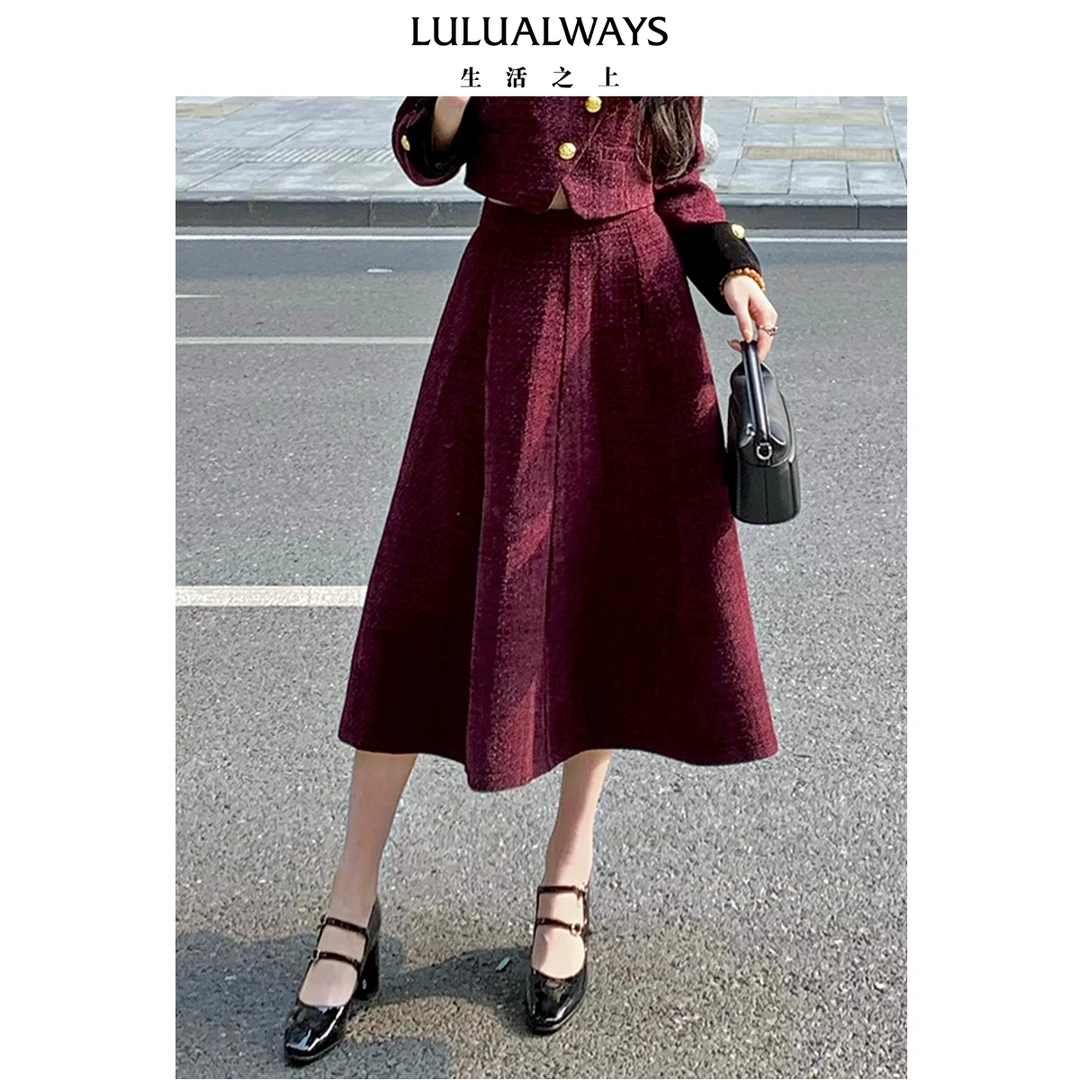 【安可拉红 & 雅丹风】24冬季新款伞裙长款半身裙