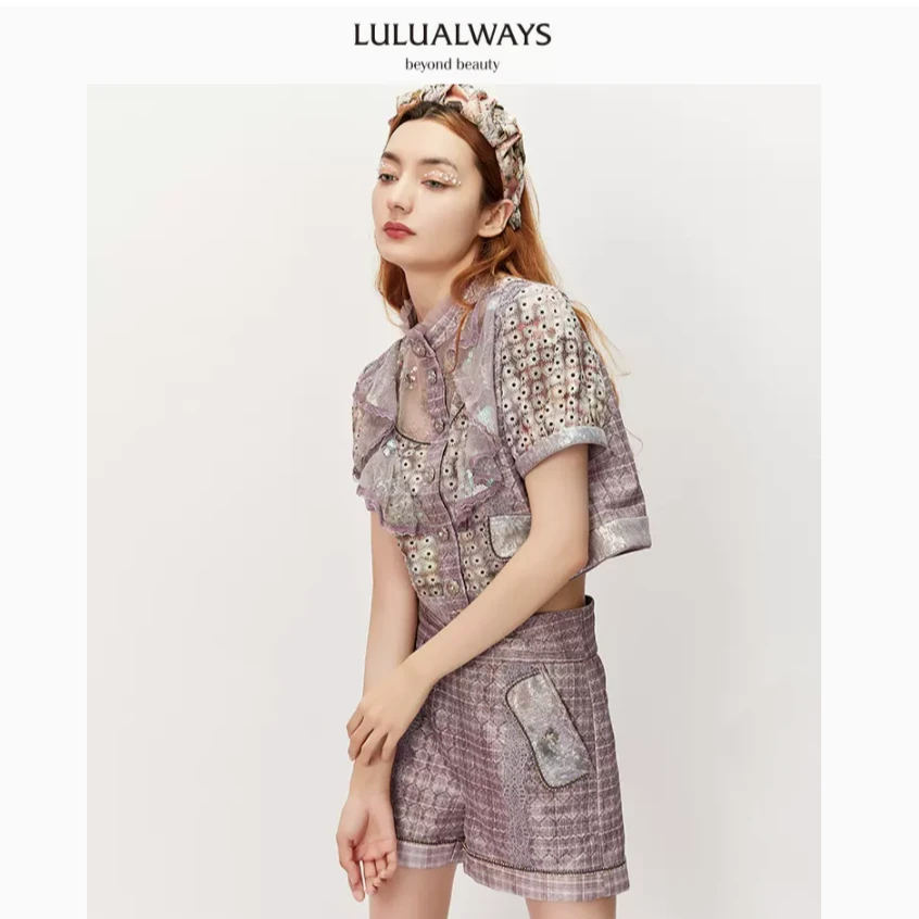 【媛媛女王】LULUALWAYS夏季法式小香风短款上衣LMB1082