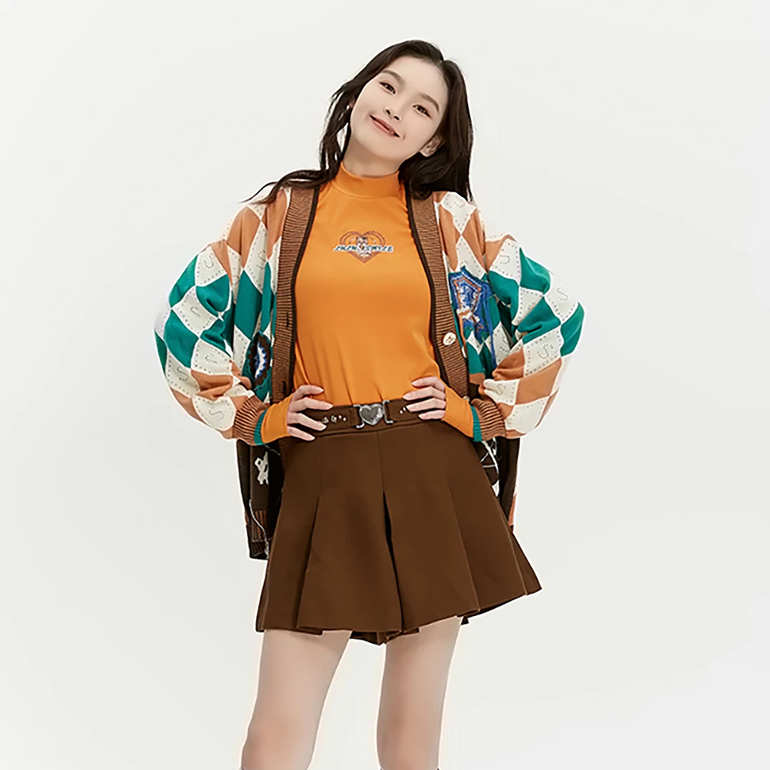 lulusmile新款休闲风咖啡色A字裙裤短裤