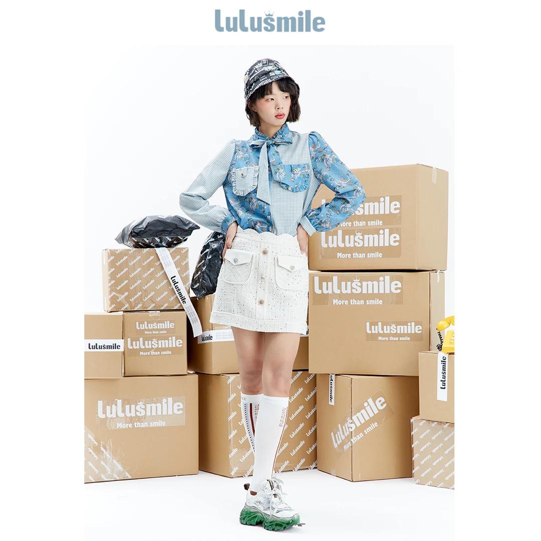 【高高甄选】lulusmile高腰半裙小香风A字插袋包臀裙