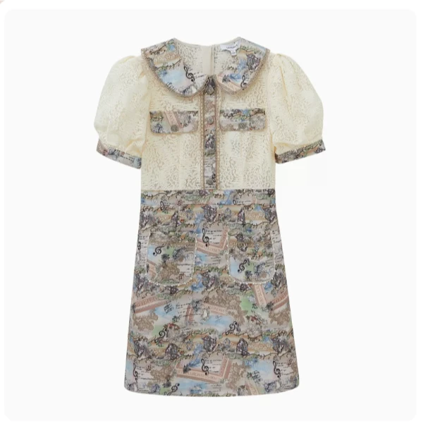 lulualways夏季新款短袖拼接连衣裙OOB5037