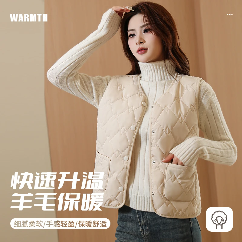 经典时尚秋冬情侣款轻暖绵羊毛马夹百搭马甲舒适防风保暖御寒坎肩