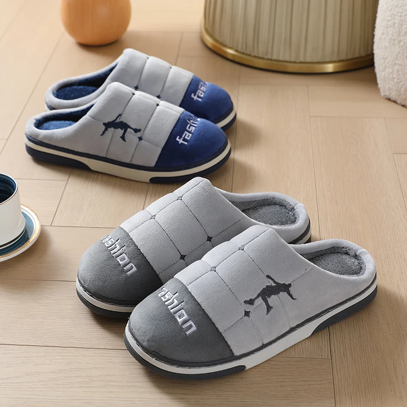 男士棉拖鞋秋冬季新款加绒情侣居家防滑厚底室内家用保暖棉拖鞋女