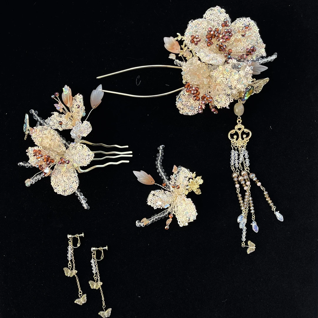 金色减龄古风新娘头饰X1335