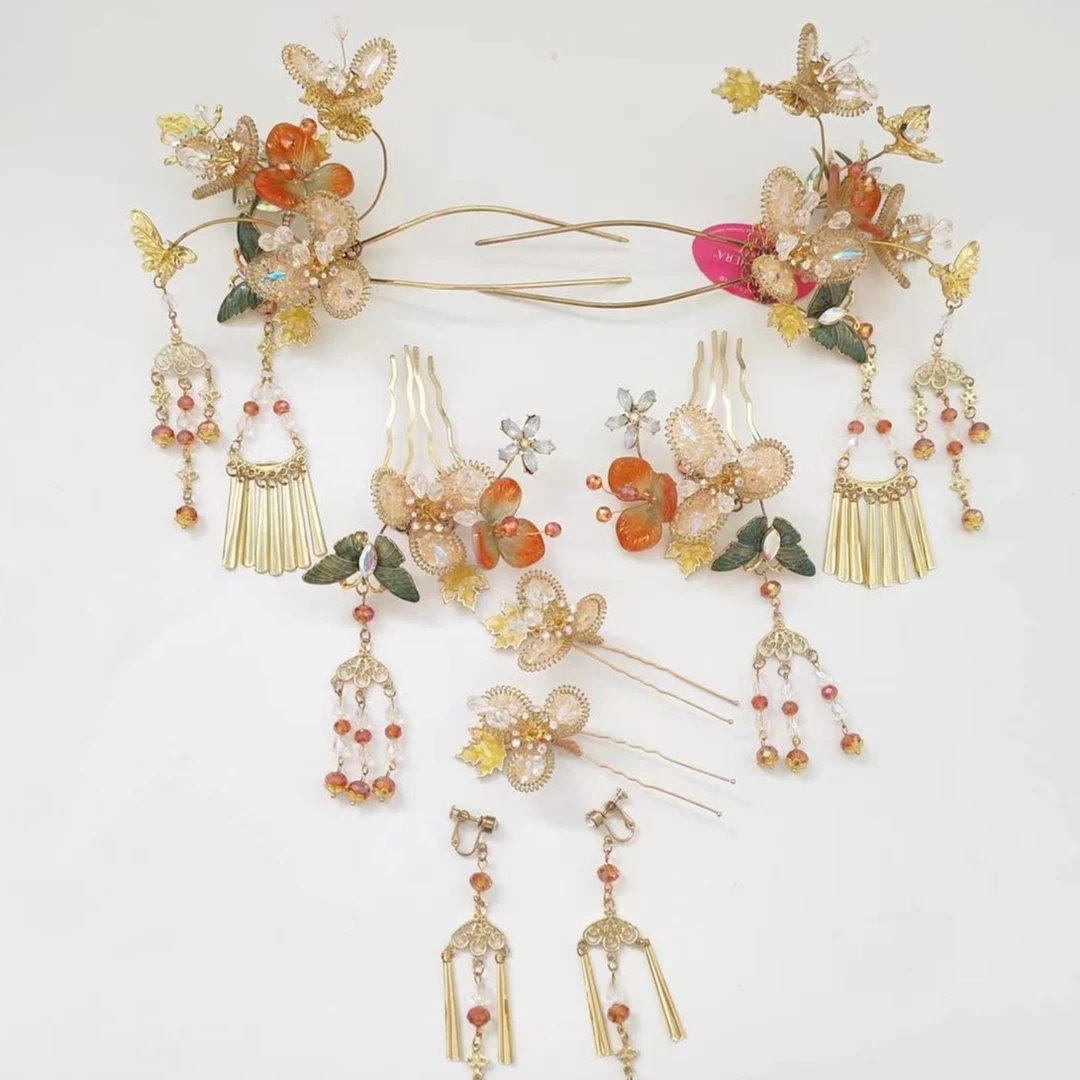 非金属婚庆饰品 金色重工新娘饰品爆款221