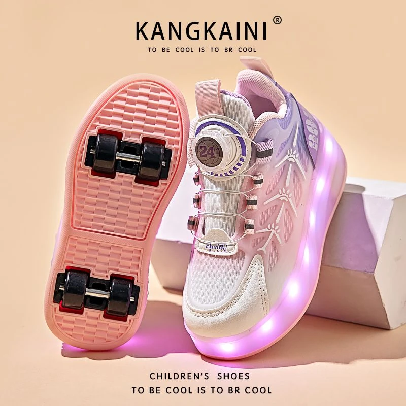 暴走鞋女童春秋溜冰鞋2024新款儿童轮滑鞋学生亮灯爆走鞋大童充电